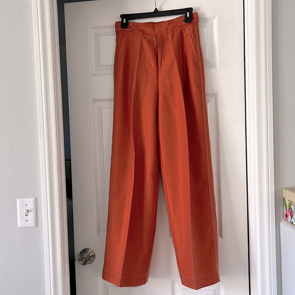 Anthropologie orange high waist pants